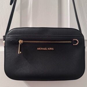 Michael Kors Black Crossbody Bag with Gold Accents
